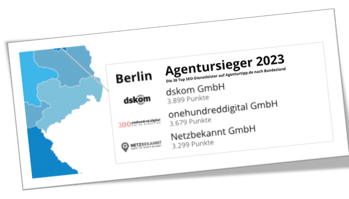 Berlin SEO Agentur Sieger 2023 onehundred digital GmbH