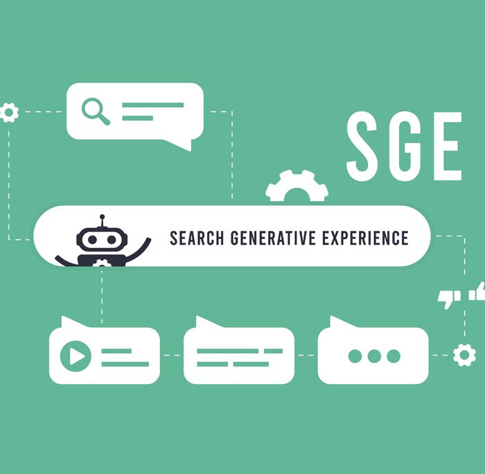 SGE Search Generative Experience concept. Generative AI powere